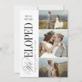 Tijdloze typografie 3 foto's We Eloped Ontvangst Kaart (Voorkant)