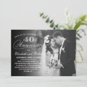 Tijdloze uitnodigingskaart voor 40-jarig jubileumf kaart (Staand voorkant)
