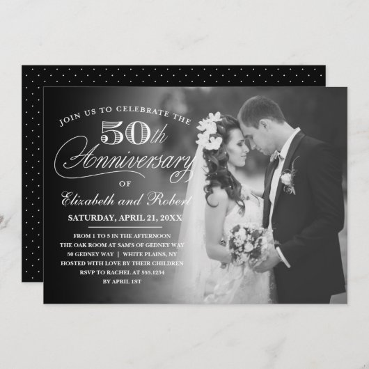 Tijdloze uitnodigingskaart voor 50ste verjaardagsf kaart (Voorkant / Achterkant)