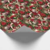 Tijdloze Vader Kerstmis en Poinsettias Cadeaupapier (Hoek)