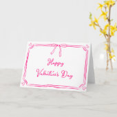 Tijdloze Valentijnsdag Coquette Bow Girly Pink Kaart (Gele Bloem)