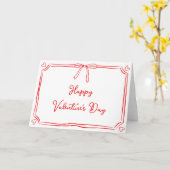 Tijdloze Valentijnsdag Coquette Bow Girly Red Kaart (Gele Bloem)