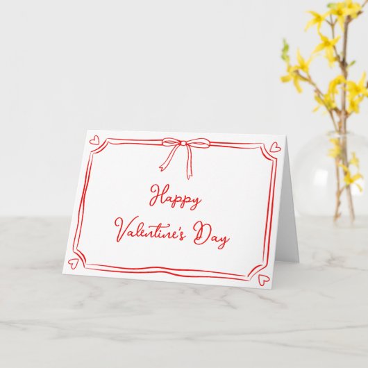 Tijdloze Valentijnsdag Coquette Bow Girly Red Kaart (Gele Bloem)