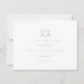 Tijdloze Vines Beige Crest Monogram Foto Save The Date (Voorkant)