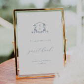 Tijdloze Vines Dusty Blue Crest Gastenboek teken Poster