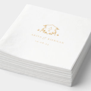 Tijdloze Vines Monogram Bruiloft Crest Folie Servetten