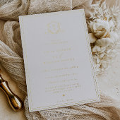 Tijdloze Vines Monogram Bruiloft Crest Folie Uitnodiging