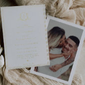 Tijdloze Vines Monogram Bruiloft Crest Folie Uitnodiging