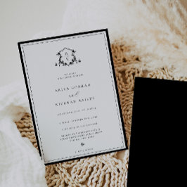 Tijdloze Vines Monogram Bruiloft Crest Kaart