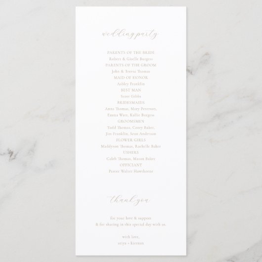 Tijdloze Vines Monogram Crest Beige Programmakaart (Achterkant)