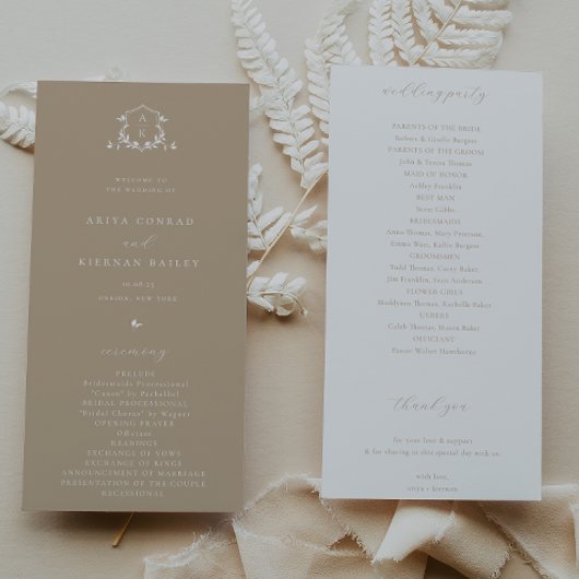 Tijdloze Vines Monogram Crest Beige Programmakaart