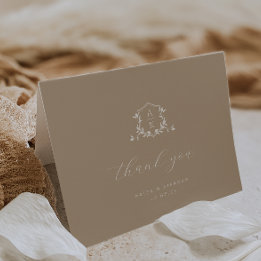 Tijdloze Vines Monogram Crest Trouwfoto Bedankkaart