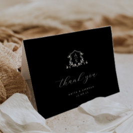 Tijdloze Vines Monogram Crest Trouwfoto Bedankkaart