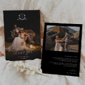 Tijdloze Vines Monogram Crest Trouwfoto Bedankkaart