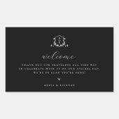 Tijdloze Vines Monogram Crest Welkomsttas Zwart Rechthoekige Sticker (Voorkant)