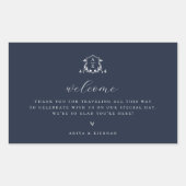 Tijdloze Vines Monogram Crest Welkomsttas Zwart Rechthoekige Sticker (Voorkant)