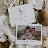 Tijdloze Vines Zwart Crest Monogram Foto Save The Date