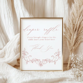 Tijdloze Vintage Bloem Baby Shower Luier Raffle Poster