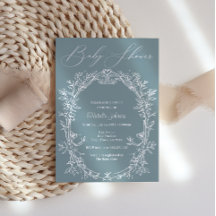Tijdloze Vintage Bloem Kader Blauwe Baby Shower