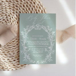 Tijdloze Vintage Bloemen Groen Per Post Baby Showe Kaart