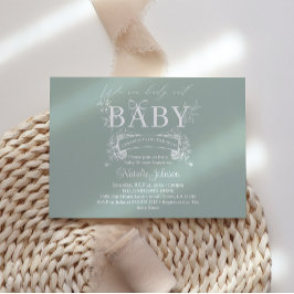 Tijdloze Vintage Bloemen Groene Baby Shower Kaart