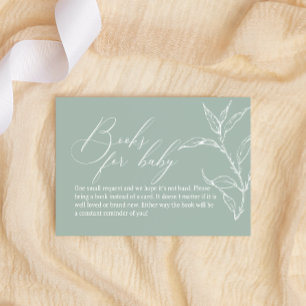 Tijdloze Vintage Bloemengroene Boeken Baby Shower Notitiekaartje