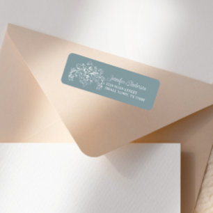 Tijdloze Vintage Bloemige Blauwe Baby Shower Etiket