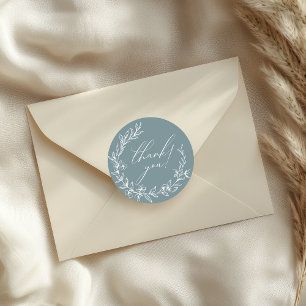 Tijdloze Vintage Bloemige Blauwe Baby Shower Ronde Sticker