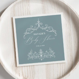 Tijdloze Vintage Bloemige Blauwe Baby Shower Serve Servet
