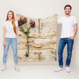 Tijdloze Vintage Bloemrijke Liebesbrief Fleece Deken