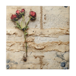 Tijdloze Vintage Bloemrijke Liebesbrief Tegeltje