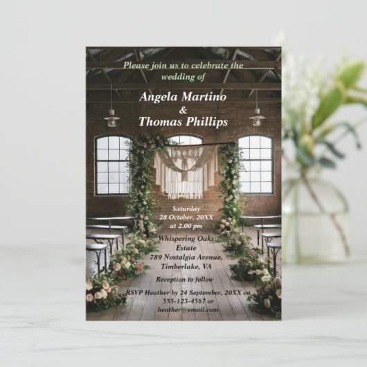 Tijdloze vintage bruiloft kaart (Staand voorkant)