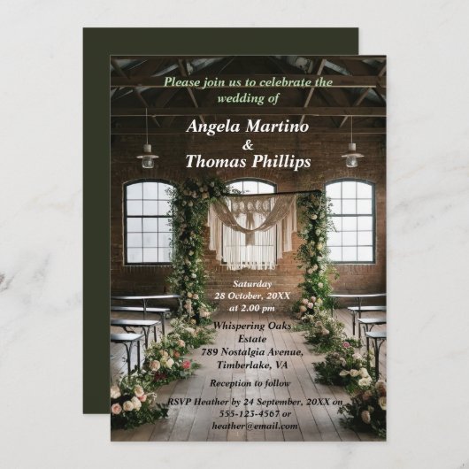 Tijdloze vintage bruiloft kaart (Voorkant / Achterkant)