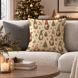 Tijdloze Vintage Kerst Kabouters Kussen Decoratie