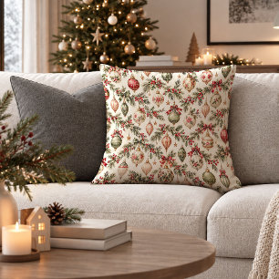 Tijdloze Vintage Kerstblad Accentkussen Kussen