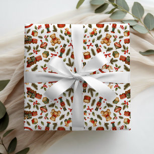 Tijdloze Vintage Verhaalboek Kerst Nostalgie Cadeaupapier