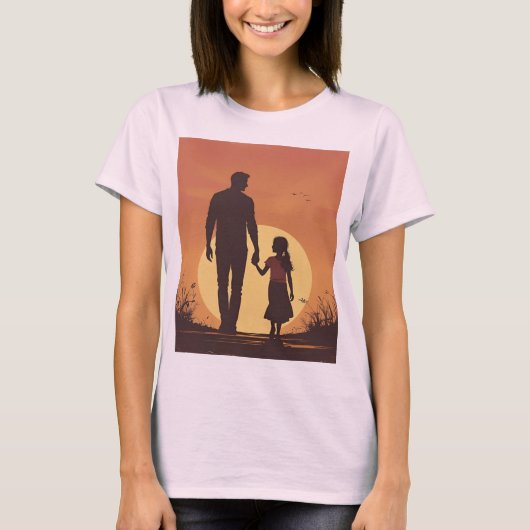 Tijdloze wandeling – Ouder & Kind Retro Art Design T-shirt (Voorkant)