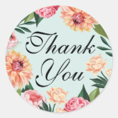Tijdloze Waterverf bloemenbruiloft dank u Ronde Sticker (Voorkant)