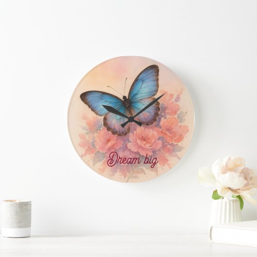 Tijdloze Waterverf Floral Butterfly Wall Art Grote Klok (Huis)