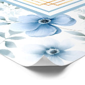 Tijdloze Waterverf Lichtblauw Goud Zitplaatskaart Poster (Hoek)