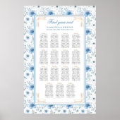 Tijdloze Waterverf Lichtblauw Goud Zitplaatskaart Poster (Voorkant)