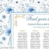 Tijdloze Waterverf Lichtblauw Goud Zitplaatskaart Poster