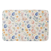 Tijdloze Waterverf Pastel Konijn Bloemen Eieren Badmat (Voorkant)