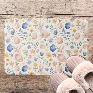Tijdloze Waterverf Pastel Konijn Bloemen Eieren Badmat