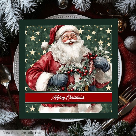 Tijdloze Waterverf Santa Claus Tafelservetten Servet