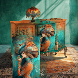 Tijdloze Whispers vogeldame in een Pet Portret Kun Tissuepapier