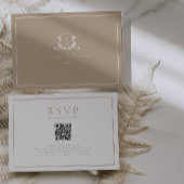 Tijdloze wijnstokken Beige Crest QR-code RSVP Kaartje