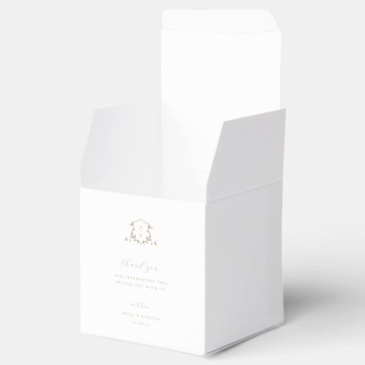 Tijdloze wijnstokken beige kuif bruiloft monogram bedankdoosjes (Geopend)
