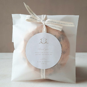 Tijdloze wijnstokken beige kuif bruiloft monogram ronde sticker