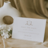 Tijdloze wijnstokken beige kuif monogram bruiloft save the date